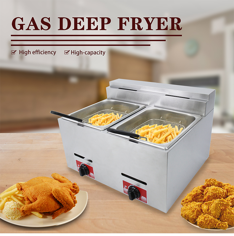9.2KG LPG/NG Commercial Gas Deep Fryer Countertop Maquinas De Gas Ollas Freidoras