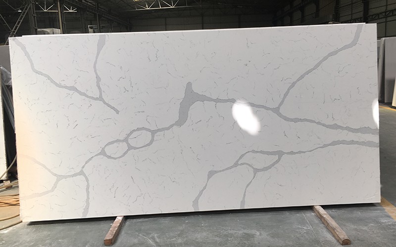Polished Surface Calacatta Quartz Slab , Kitchen Calacatta Quartz Countertops