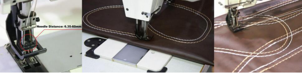 Long Arm Double Needle Compound Feed Walking Foot Heavy Duty Lockstitch Sewing Machine
