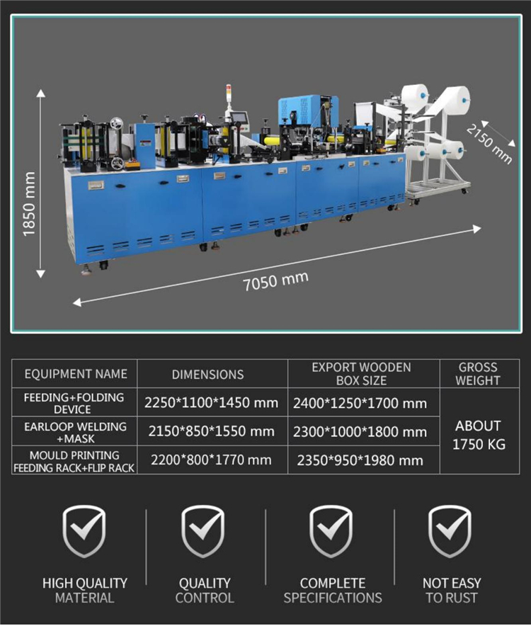 220V 2D KN95 Face Mask Making Machine 110-130 Pcs/Min