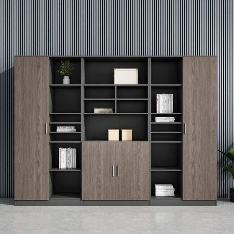2.4M Black Wood File Cabinet ODM Large Capacity Wood Office Cupboard