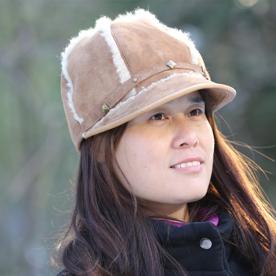 Shearling Double Face Sheepskin Beanie Hat Plush Fashion Style For Adults
