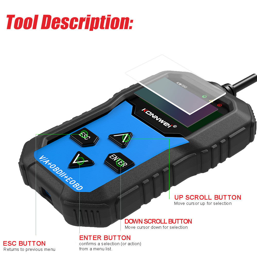 Full System ABS OBD2 Car Diagnostic Scanner Konnwei KW350 for VW Seat Skoda Audi