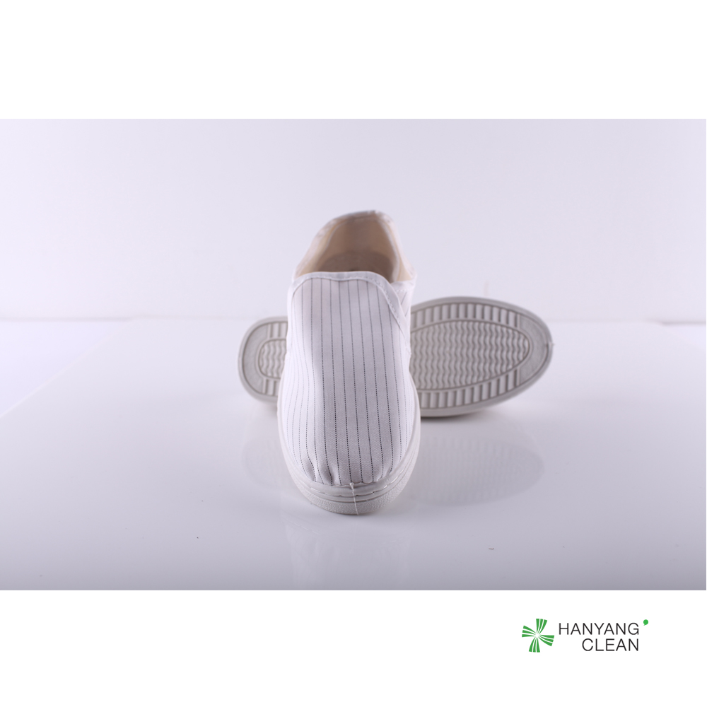 Pharmaceutical factory cleanroom stripe canvas PVC outsole shoe breathable esd antistatic work shoes