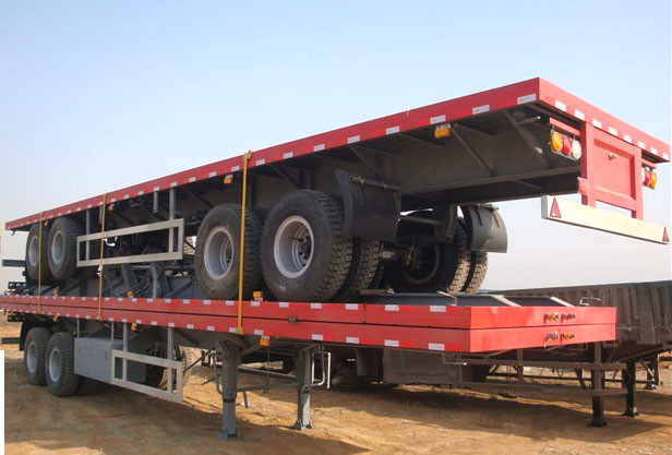 40 Foot High Flatbed Semi Truck Trailer 3 FUWA Axles For Carry Container Cement Bags