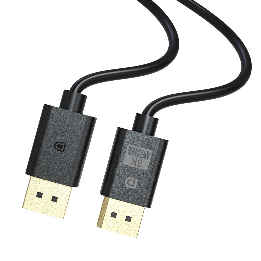 Black dp1.4 8K Displayport Cable 6ft 1440P 144Hz For Gaming Screen