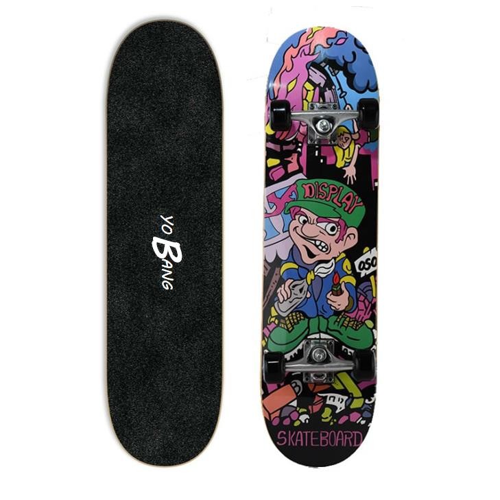 Adults Pro Skateboard Decks Human Skeleton Graphics Design Blue Pu Wheel