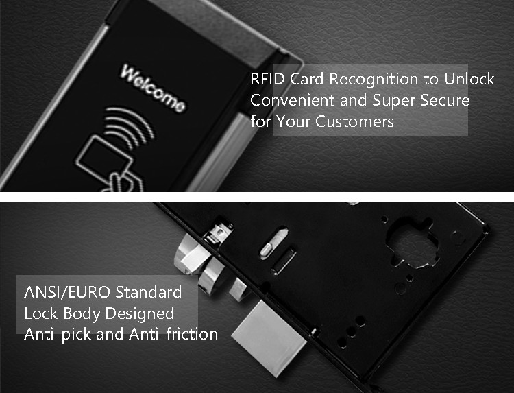 Hotel Room Door Locks Smart Metal Structure RFID Card Super Security