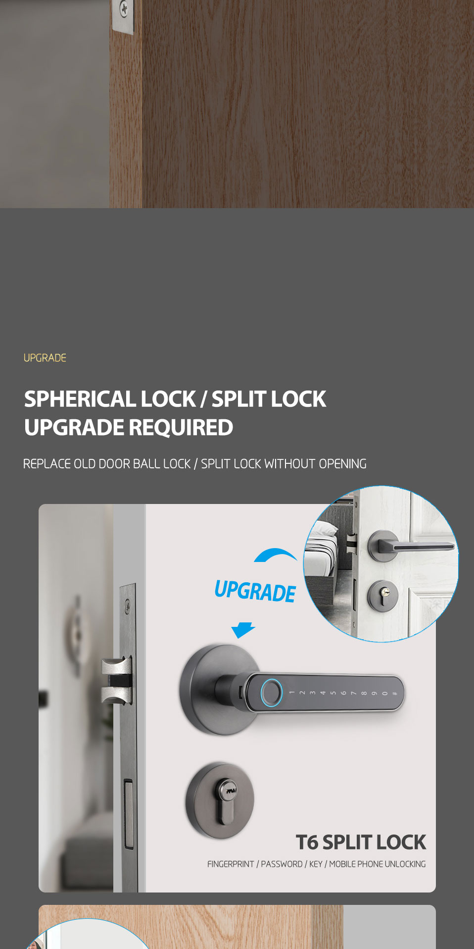 Black Tuya BLE Biometric Fingerprint Door Lock S604L Keyless Entry Door Lock