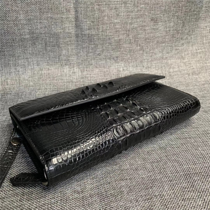 Authentic True Alligator Leather Men Wristlets Envelop Purse Genuine Exotic Crocodile Skin Male Clutch Bag