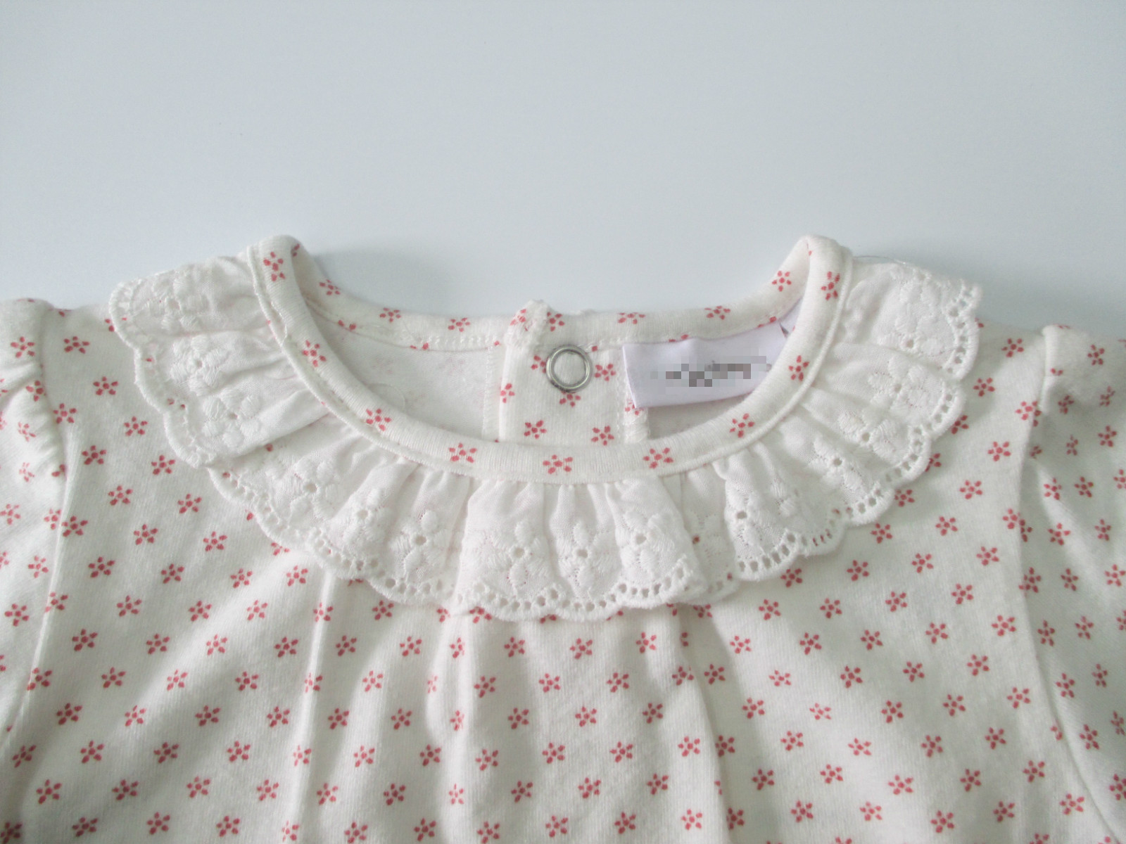 All Over Print long sleeve baby girl shirt Embroidery Fabric Ruffle Neck