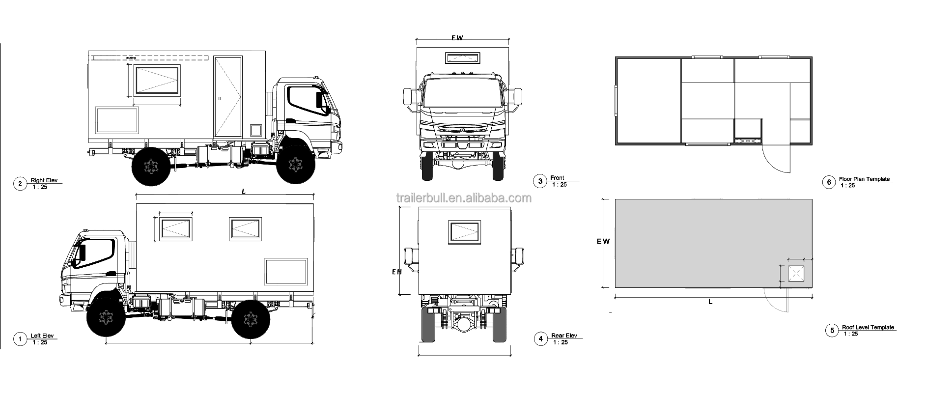 Overland Expedition 23ft Motorhome Truck Camper Shell with Customizable Alu Extrusion