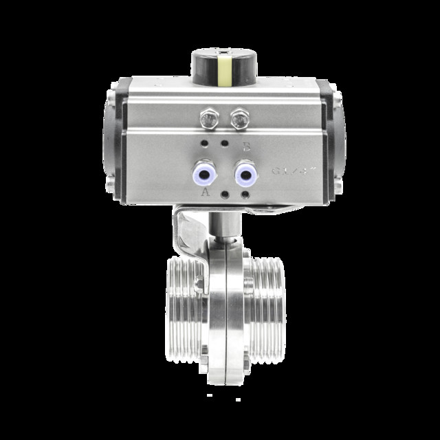 SS304 T Type Three Clamp Pneumatic Ball Valve 250mm Encapsulated