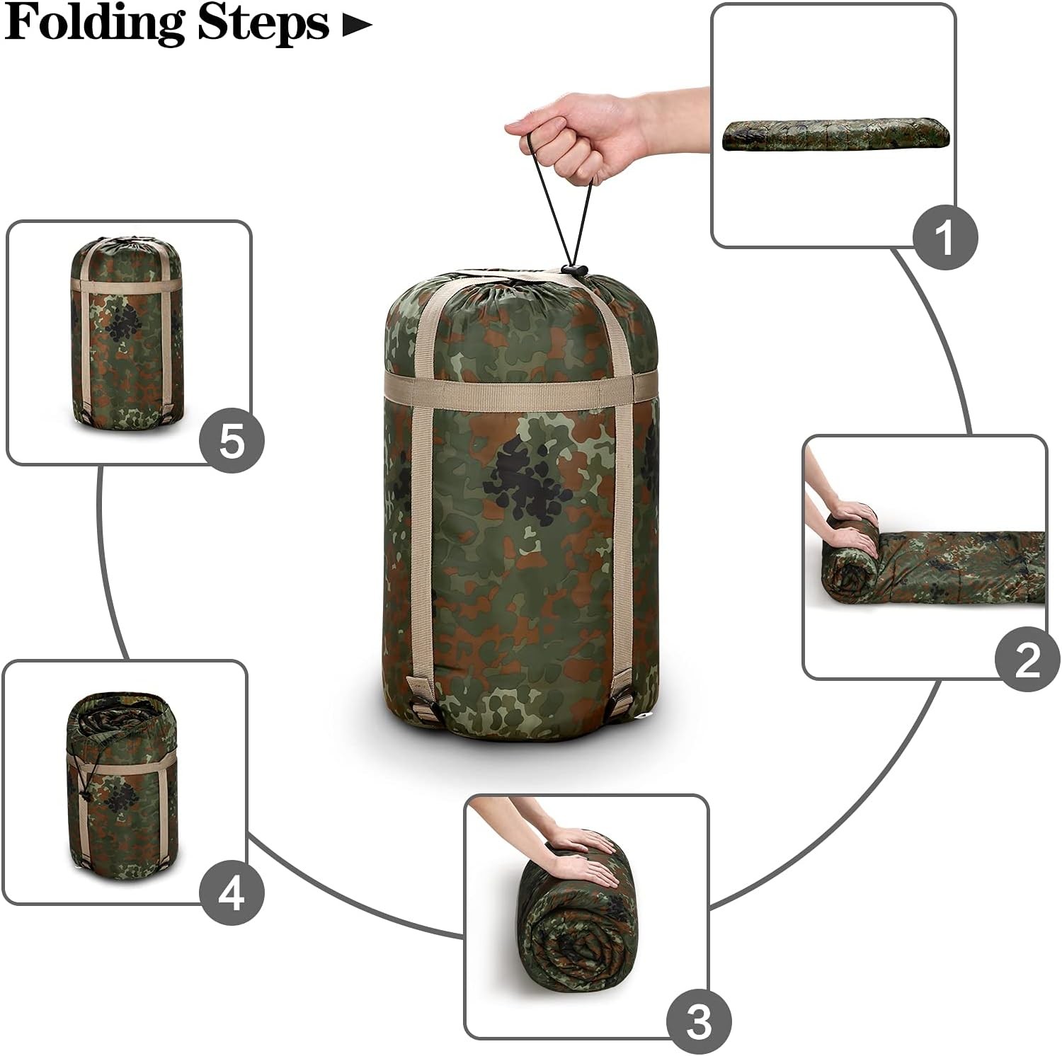 Envelope Military Sleeping Bags, Compression Sack for Cold Weather Travel, Camping, Hiking, Outdoor, Backpacking