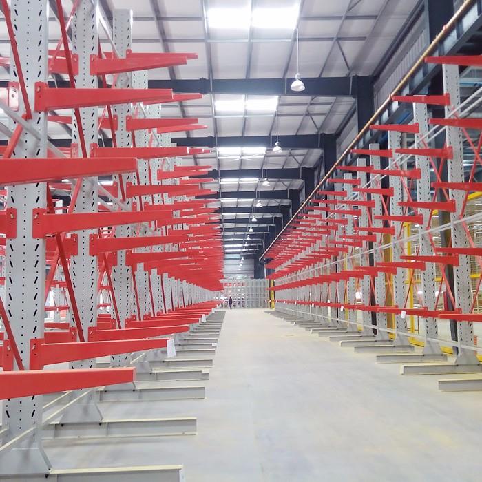 Customized Depth Cantilever Lumber Storage Racks , Cantilever Steel Rack For Wooden Plant