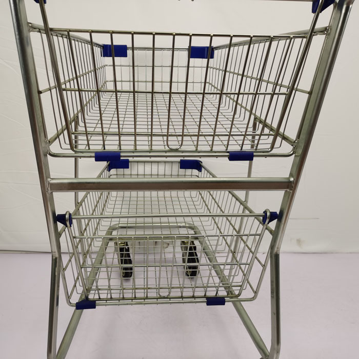 Public Service Shopping Basket Trolley Q195 Steel Double Basket Cart