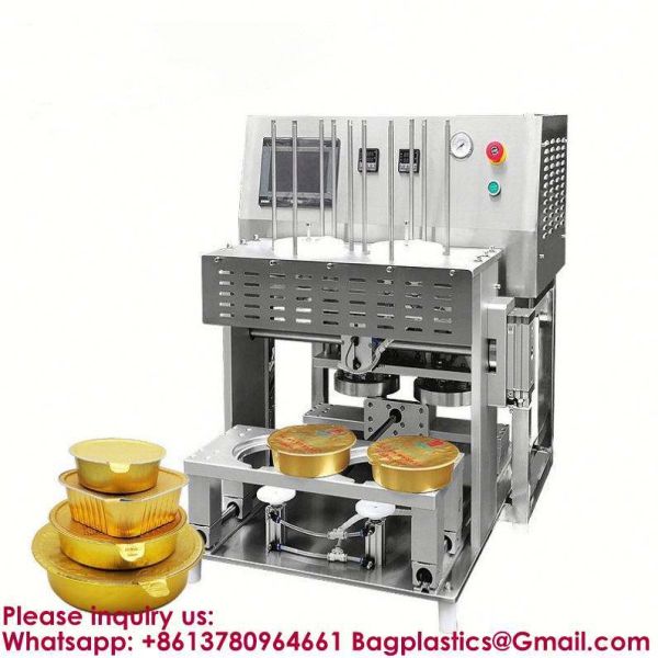 Factory Price Automatic Foil Sealing Machine Aluminum Foil Lid Meal Food Tray Sealer Sealing Machine Automatic Aluminum Foil Box Heat Sealing Machine