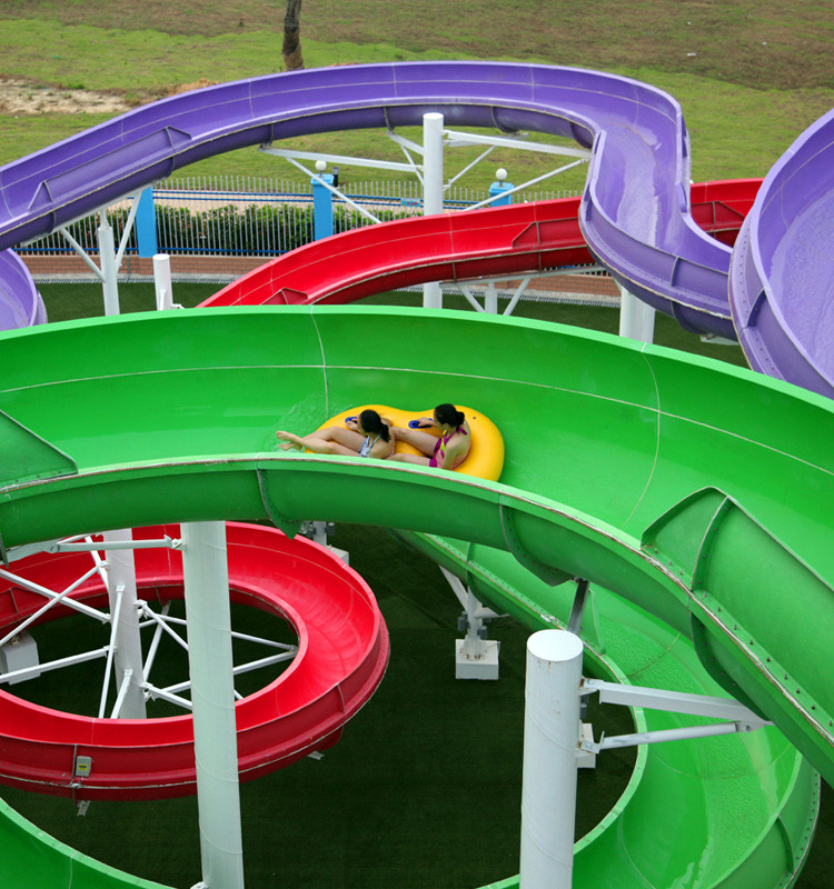 FRP Spiral Water Slides , Length Customized Water Slide