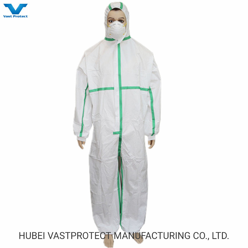 Overalls Disposable Nonwoven SMS Microporous Coveralls with Knitted Cuffs