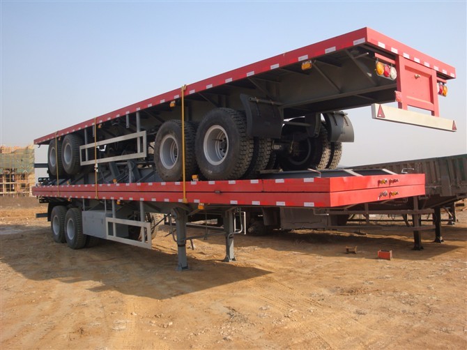 40 Feet Container Carrying Semi Trailer Trucks / Flatbed Container Semi Trailer 3 Axles