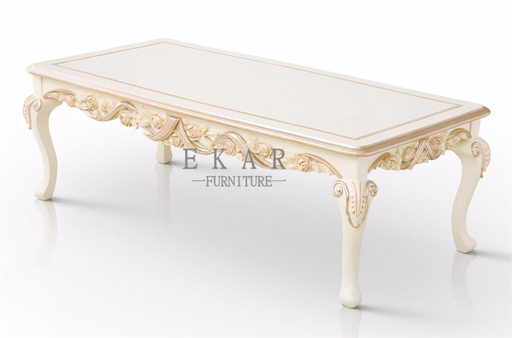 Luxury Elegant Hand Carved Marble Top With Wood Top Coffee Table For Sale