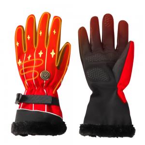China Red Finger Touch Screen Electric Heated Snowboard Gloves Lycra Battery Powered Work Gloves on sale
