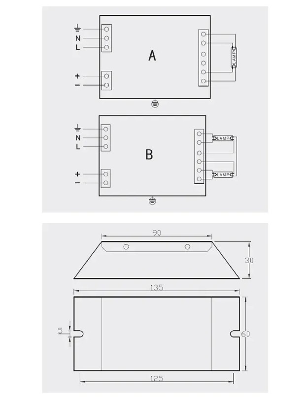 Aluminum Alloy High Power UV Ballasts PH6-850-35U For UV Lamp GPH436T5