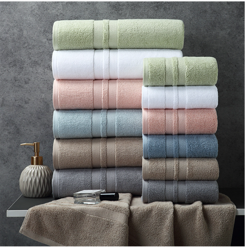 Thickened Striped Pattern Hotel Towel Set Made of Pure Cotton Fabric for Luxury Bathing