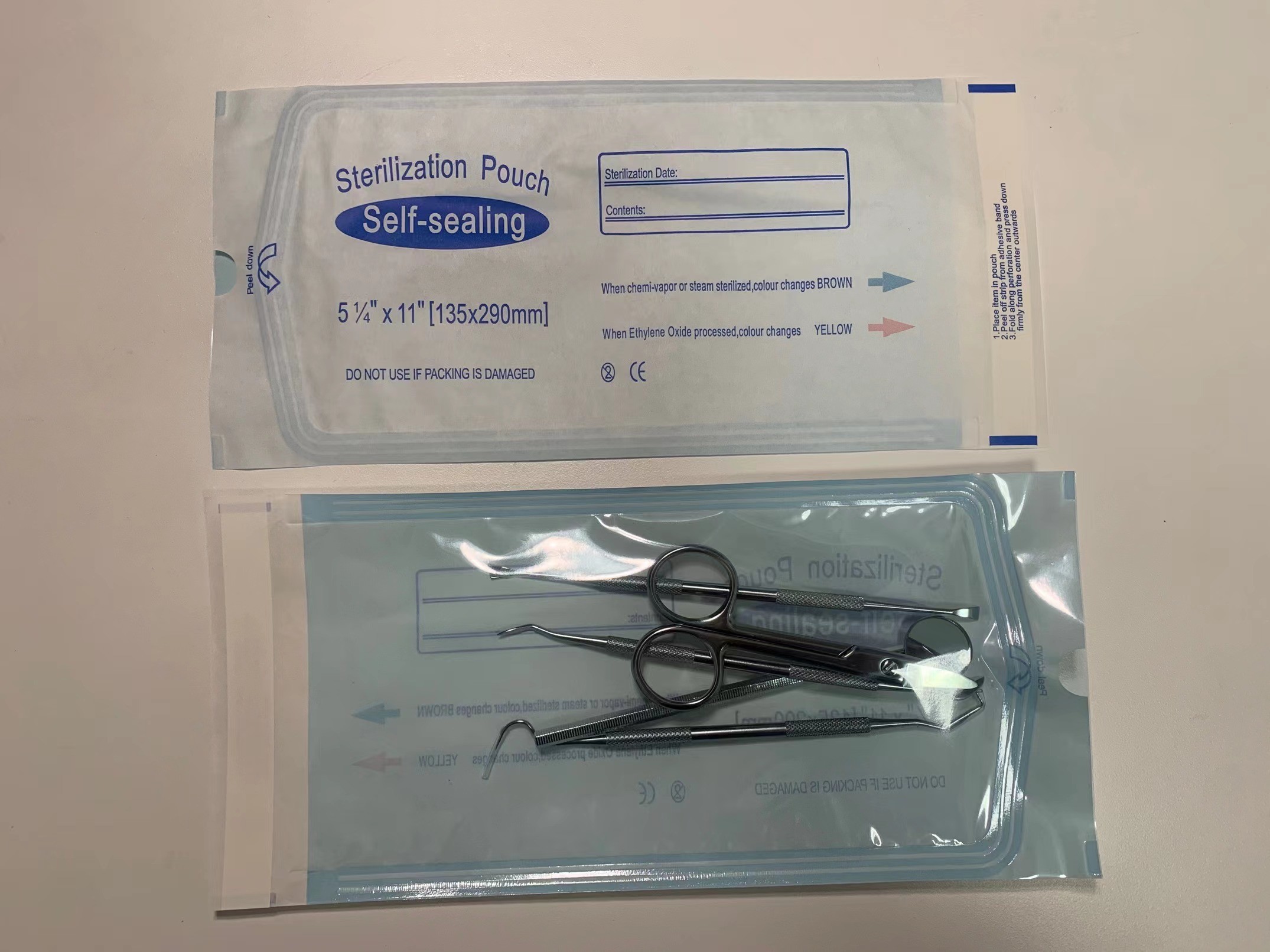 Self sealing sterilization pouch 135*290mm