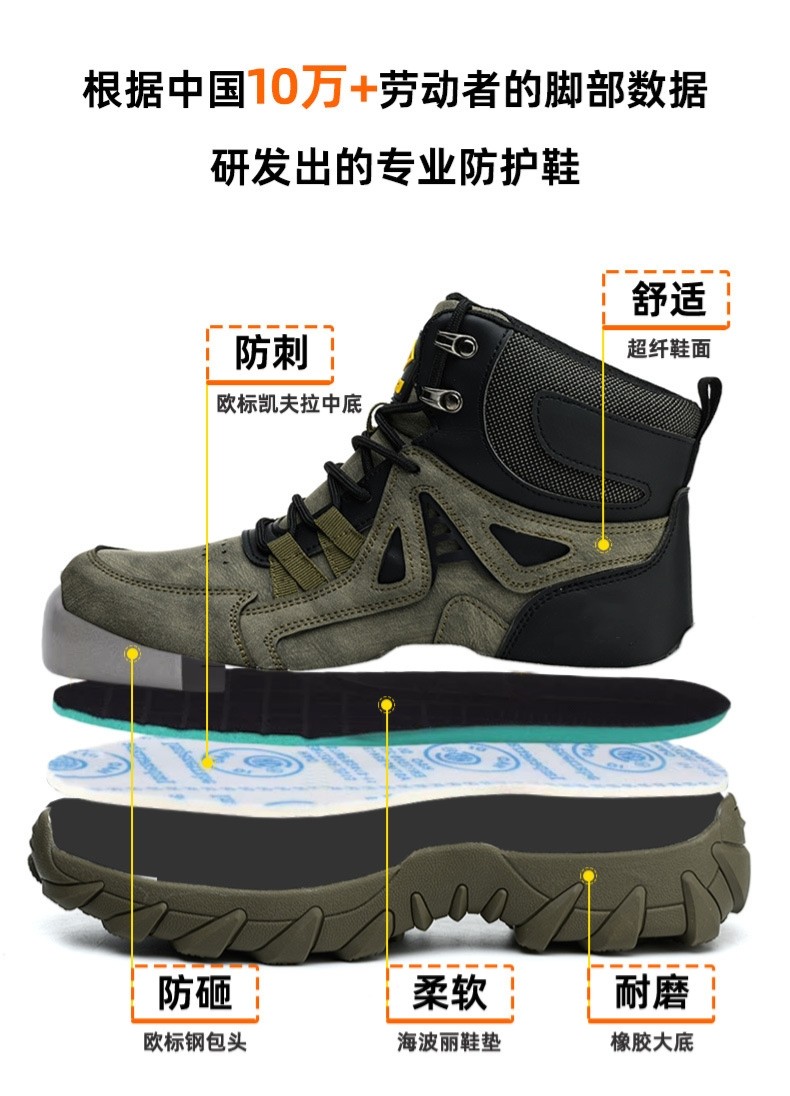 Sturdy Microfiber Safety Boots With Rubber Sole And Steel Toe For Protection In Work Environment