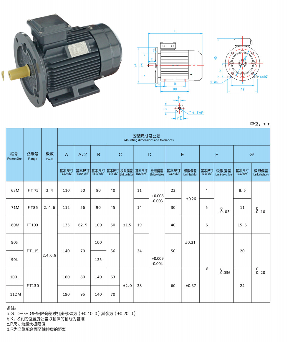 Three Phase Inverter Induction Motor YE2 Cast Iron Horizontal
