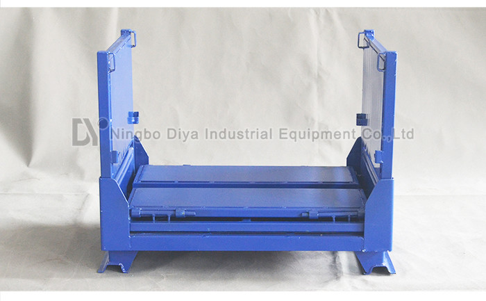 Blue Steel Warehouse Storage Racks , Industrial Steel Folding Turnover Pallet Box