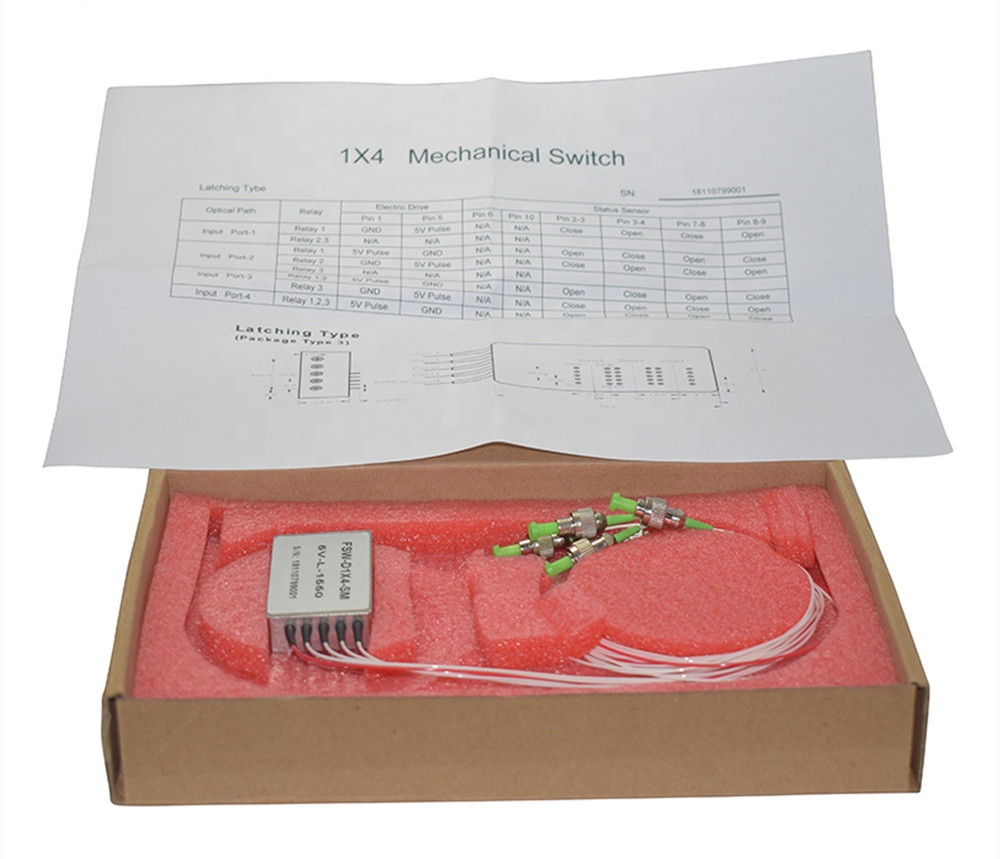 5V Latching Control 1x4 1x8 Mechanical Fiber Optic Switch