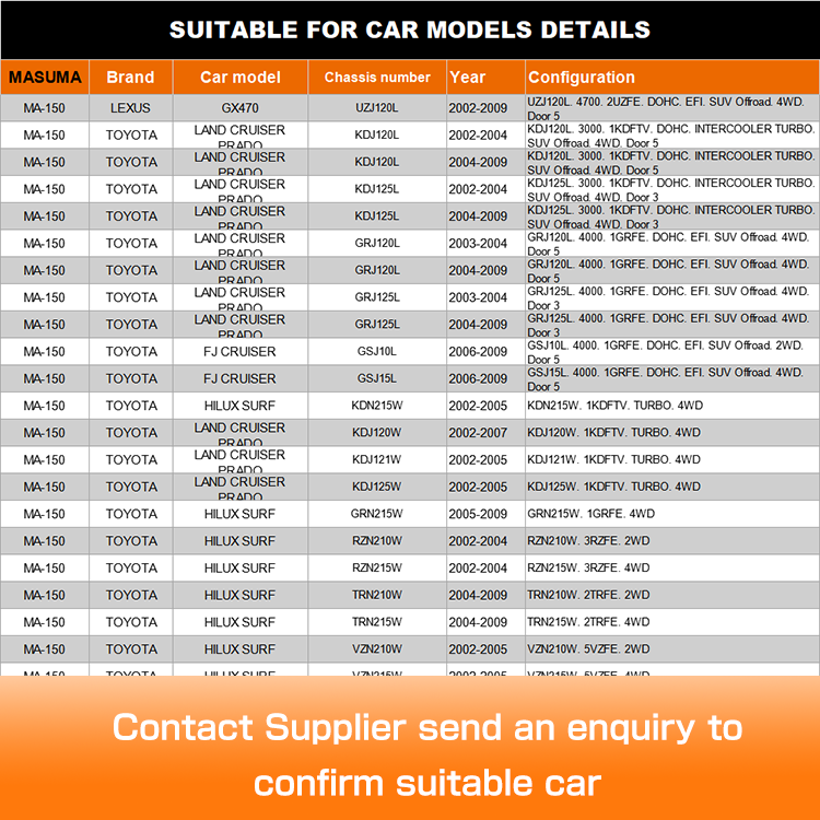 0120-233 MA-150 MASUMA 4x4 Steering Control Arm for LEXUS GX470 Year 2006- Reference NO