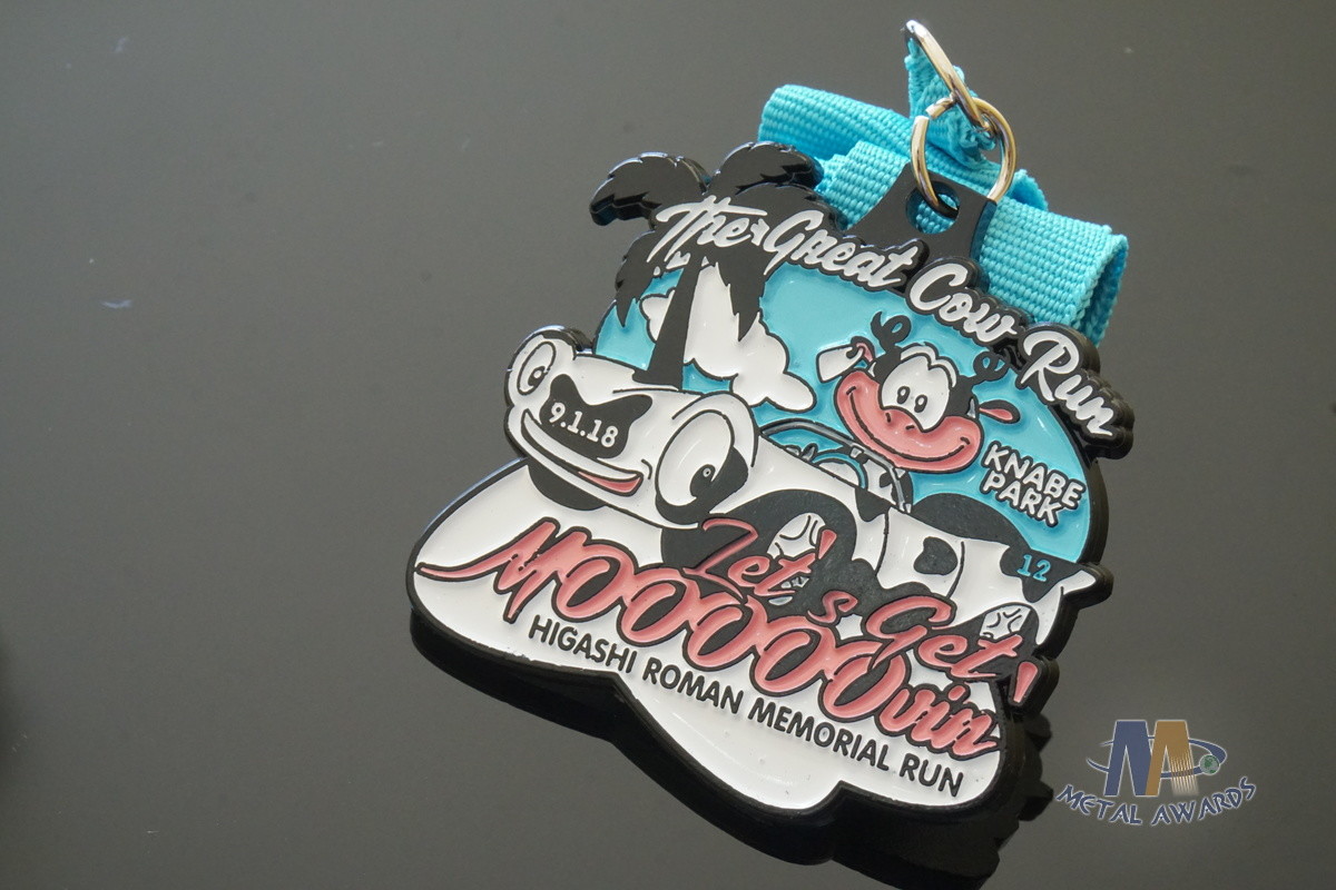 Great Cow Run Metal Award Medals Sport Softball Events Medallion Spray Black Plating