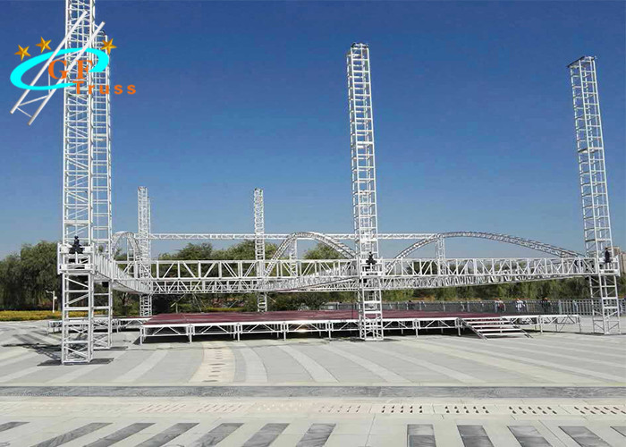 Aluminum Arch Truss Curve Stage With Canopy Ladder Shape