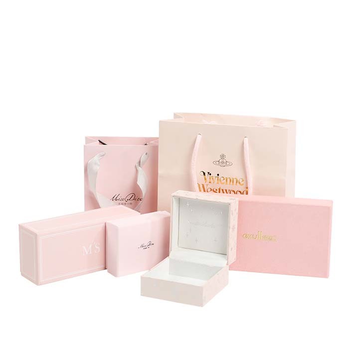 Flowers Pink Foldable Gift Packaging Box With Ribbon Paper Bags