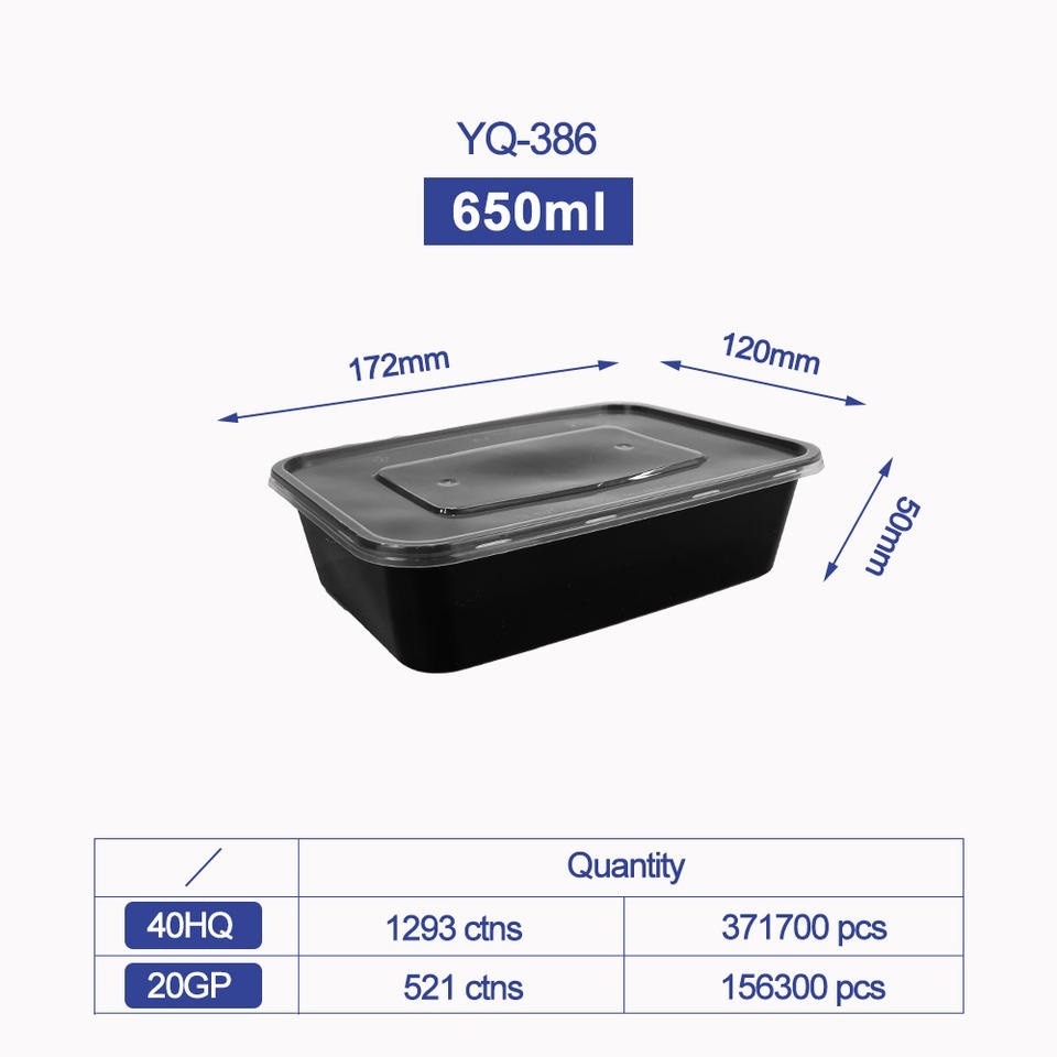 Disposable Microwave Safe PP Injection Restaurant Take Away Container Camping Food Container Meal Bento Box With Lid