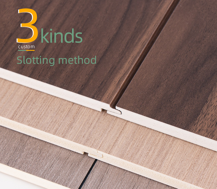 Office Indoor WPC Slotted Wood Veneer Wall Panel Moisture Proof