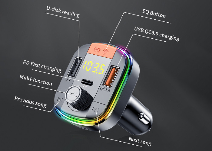CVC Wireless Car MP3 FM Transmitter PD QC3.0 Dual USB Car Charger