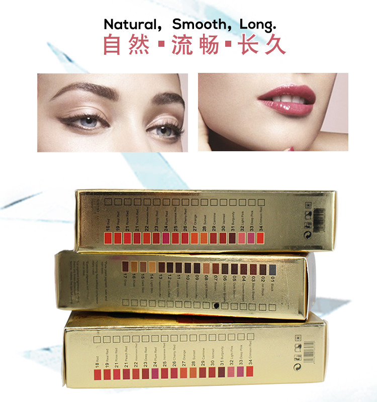 34 Colors Permanent Makeup Pigment PMU Tattoo Lip Microblading Pigment Ink