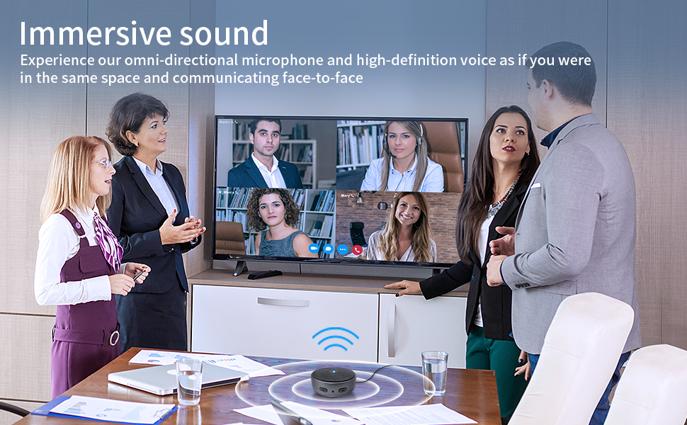 Portable Bluetooth Conference Speakerphones With Mic LED Lighting