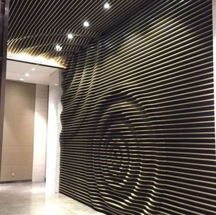 Italy 3D decorative metal wave wall panels with light for decoration