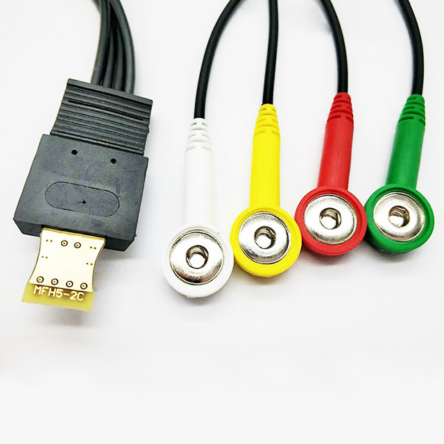 Compatible Schiller MT200 MT101 One Piece ECG Holter 4 Leads Cable Black Color for Patient Monitor