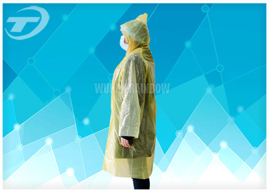 Yellow PE Plastic Raincoat Disposable With Food Grade For Children And Adult