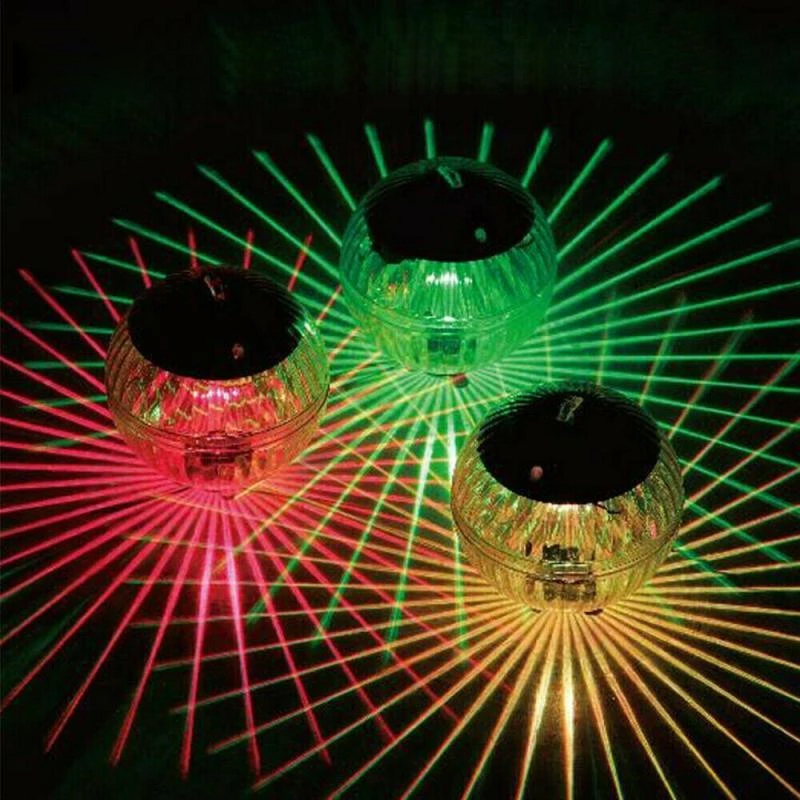Underwater Swimming Pool LED Light Waterproof 7 Color RGB Changing LED Floating Lights Solar Powered Fishing Pond Light