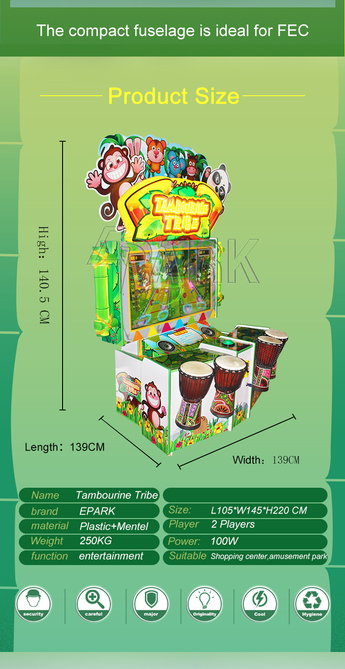 Tambourine Tribe Music Video Game Ticket Redemption Machine Easy To Operate