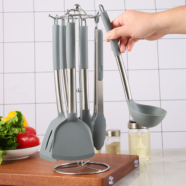 12 Piece Gray Silicone Spatula Kitchenaid Cookware Utensil Set Customized