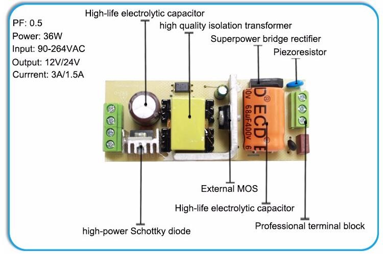 Constant voltage triac dimmable 12v 36w led driver , LPS with CE Rohs FCC marked