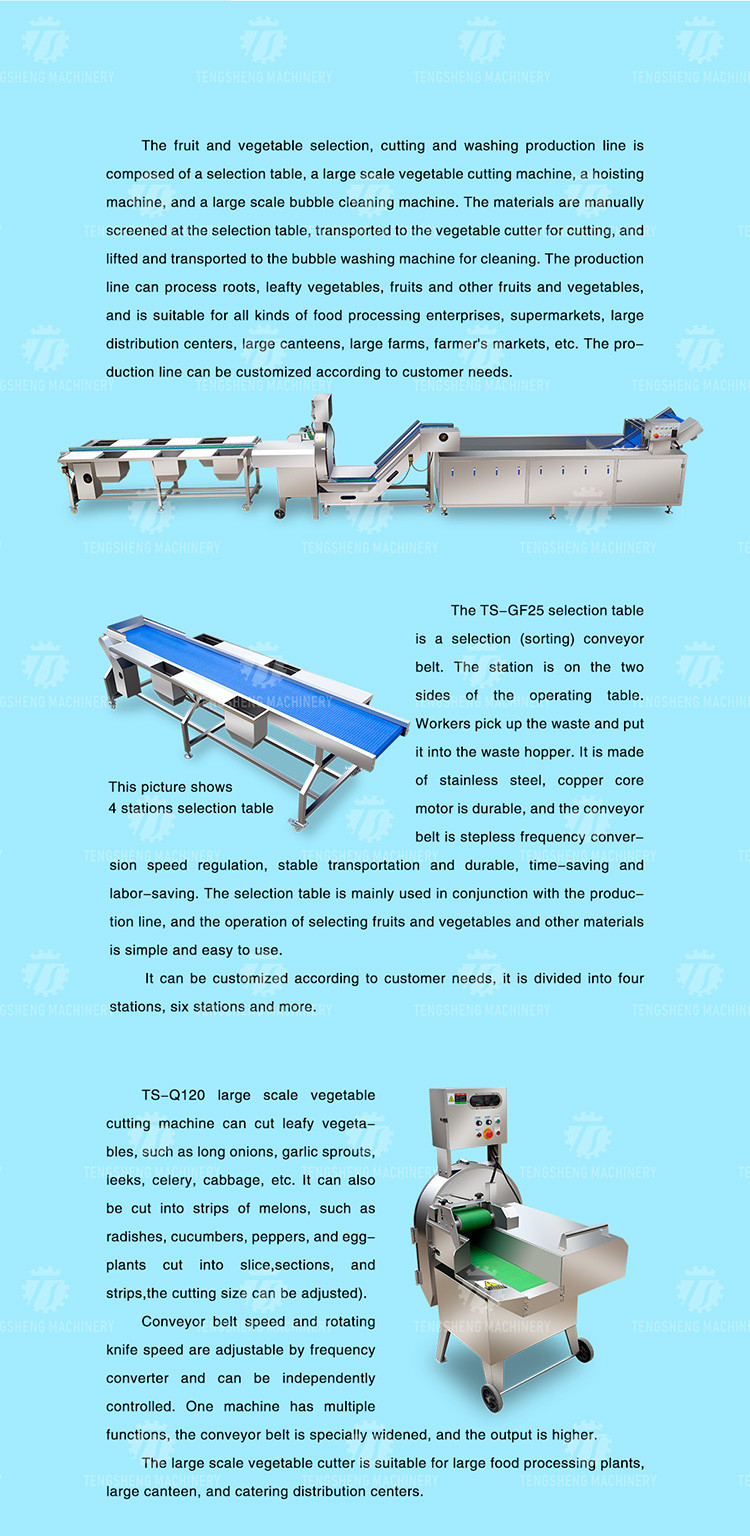 Automatic Vegetable And Fruit Production Line Selection Cutting And Washing Machine